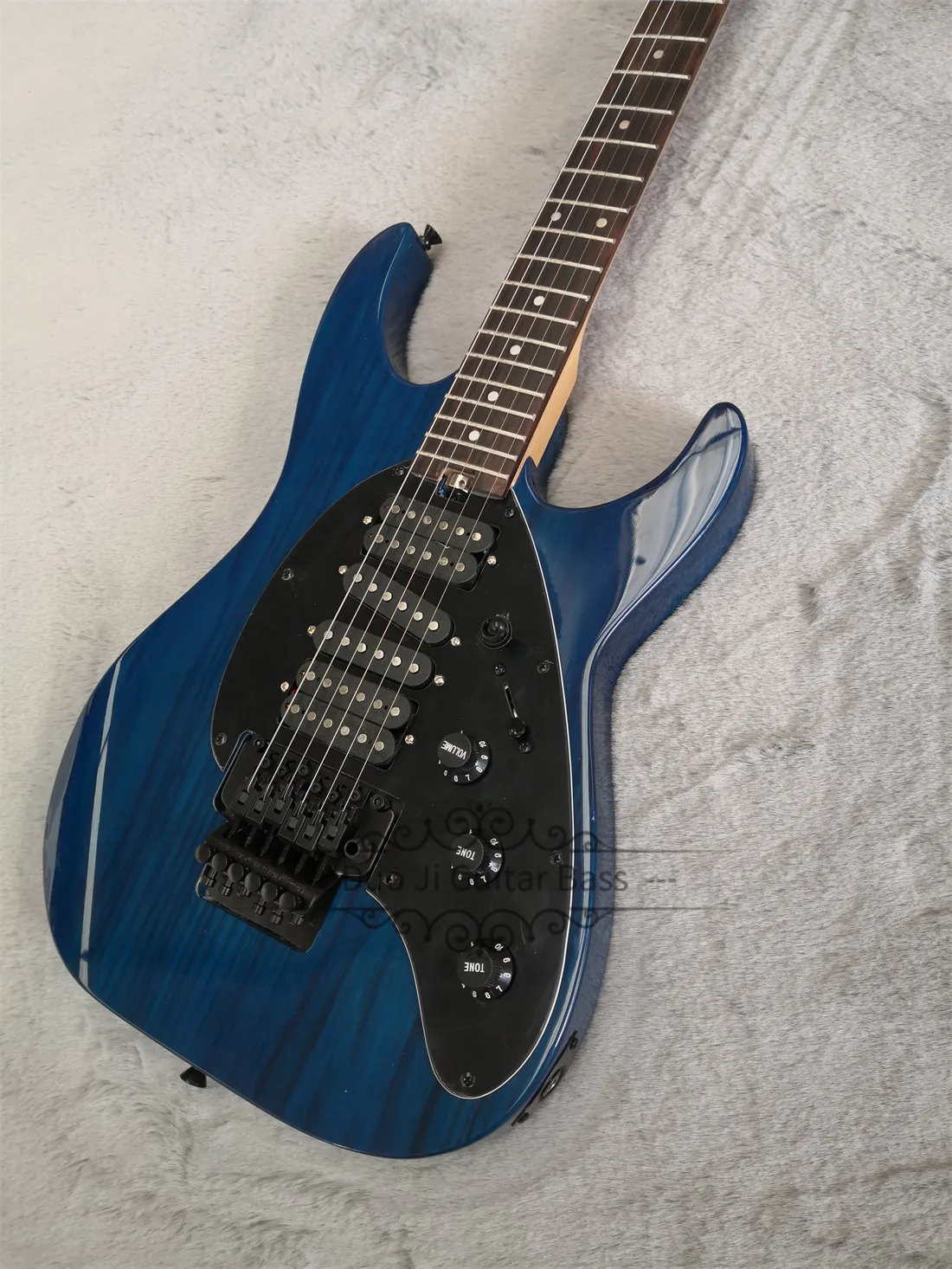 Blue Electric Guitar Steve Morse Guitar ASH Wood Body Tremolo Bridge HSSH Pickups Black Tuners