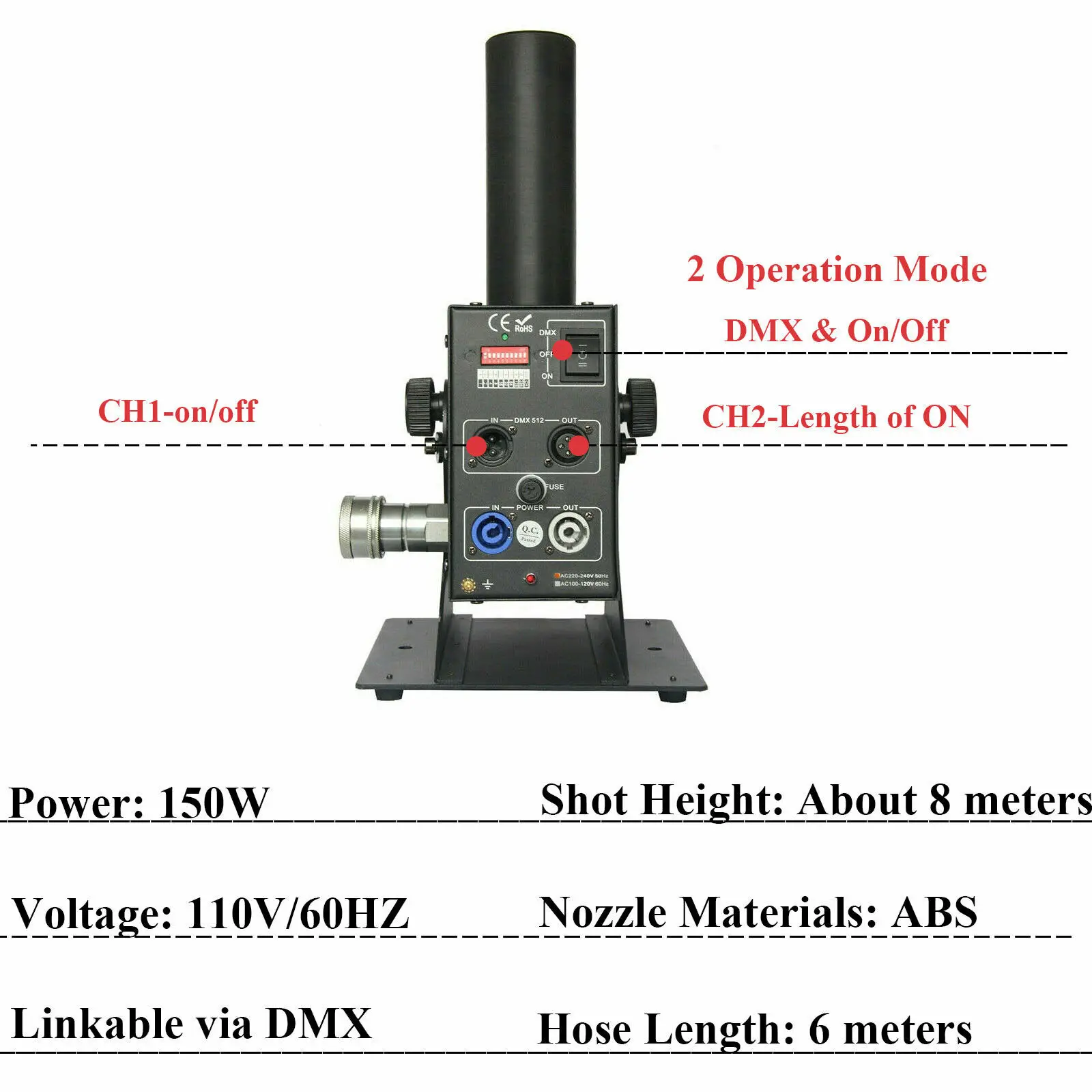 Co2 Cannon Fogger Co2 Jet DMX Air Column Machine Stage DJ Fogger Smoker Effect