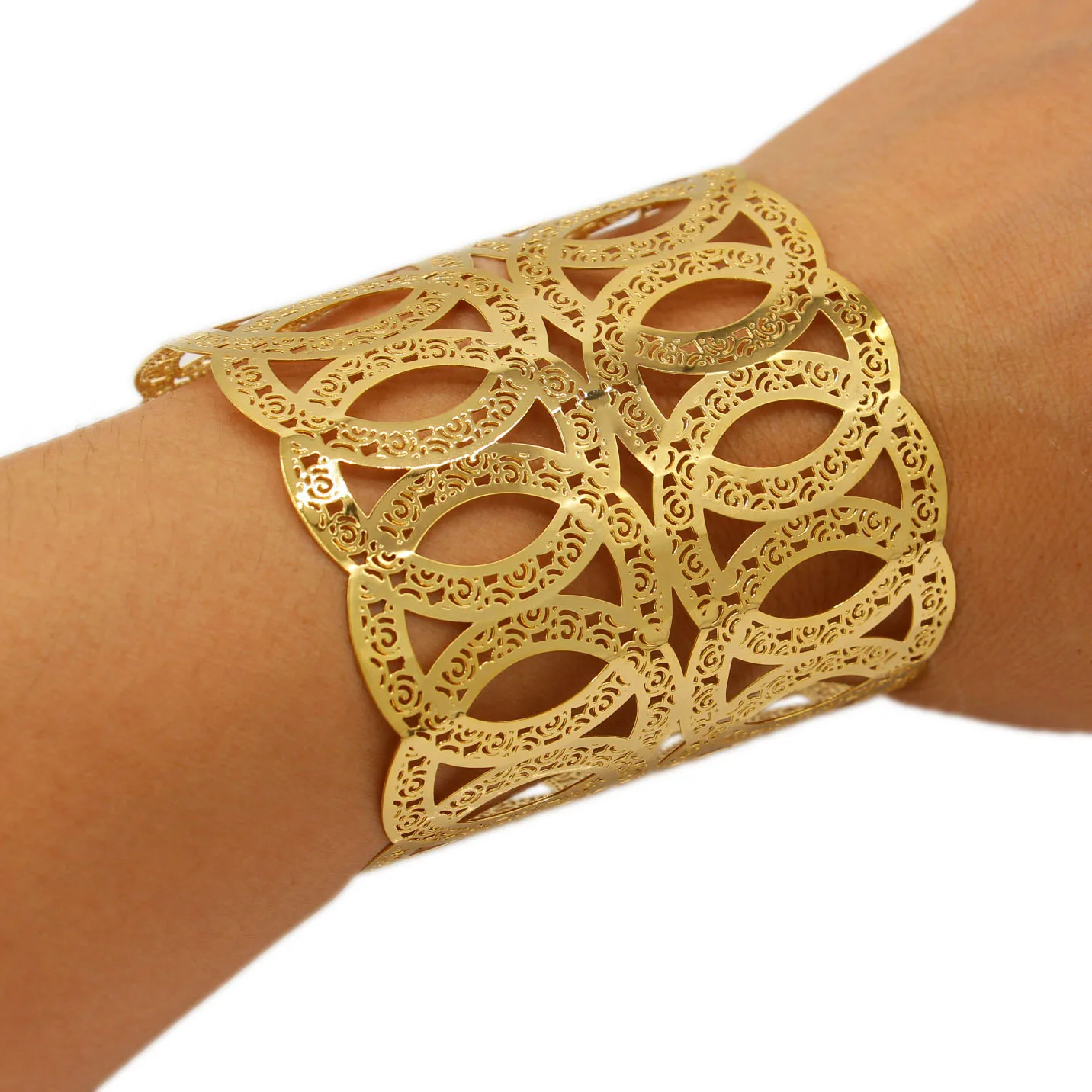 

Adixyn Luxury Dubai Gold Color Wide Bangle For Women African Cuff Bracelets Jewelry India Bride Wedding Gifts N06298