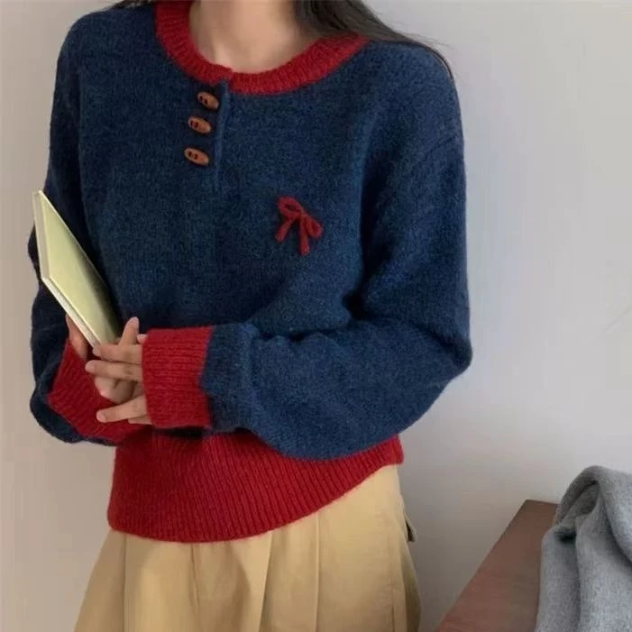 

autumn winter Christmas Knitted sweaters Long Sleeve loose Jumper Tops Women Sweater Pullover multicolor Ladies Casual Shirts