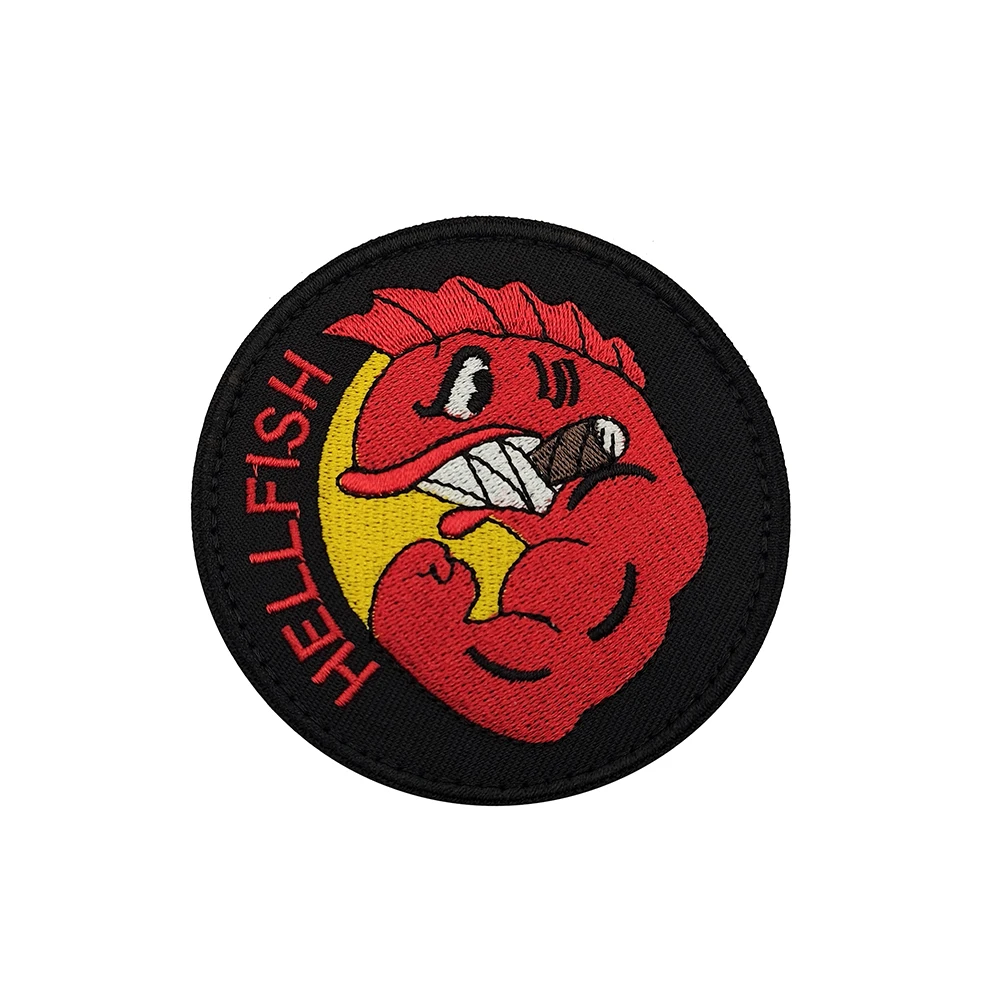 The Simpsons HELLFISH Logo Embroidery Patches Hellfish Military Tactical Morale Badge Outdoor Backpack Cloth Decorative Stickers
