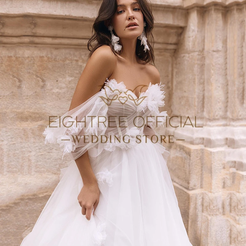 Eightree White A-Line Wedding Dresses 2024 Sweetheart Appliques Tulle Bridal Dress Boho Beach Wedding Ball Prom Gowns Plus Size