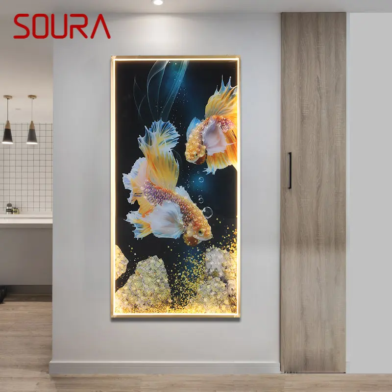 

SOURA Wall Lamp Contemporary Creative Gold Fish Figure LED Sconces Rectangle Mural Light For Home