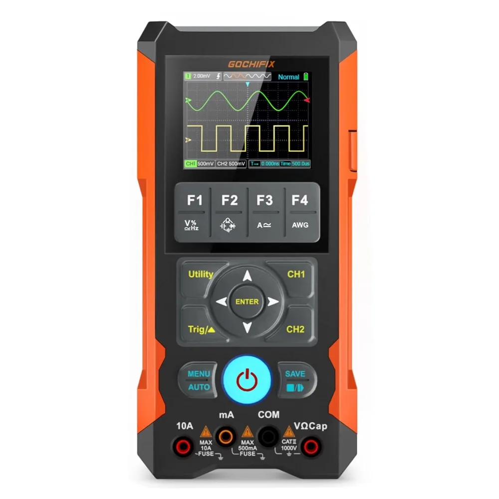 

Handheld Oscilloscope Multimeter Waveform Generator 3 in 1 Automotive Oscilloscope 2 Channel 80Mhz Bandwidth