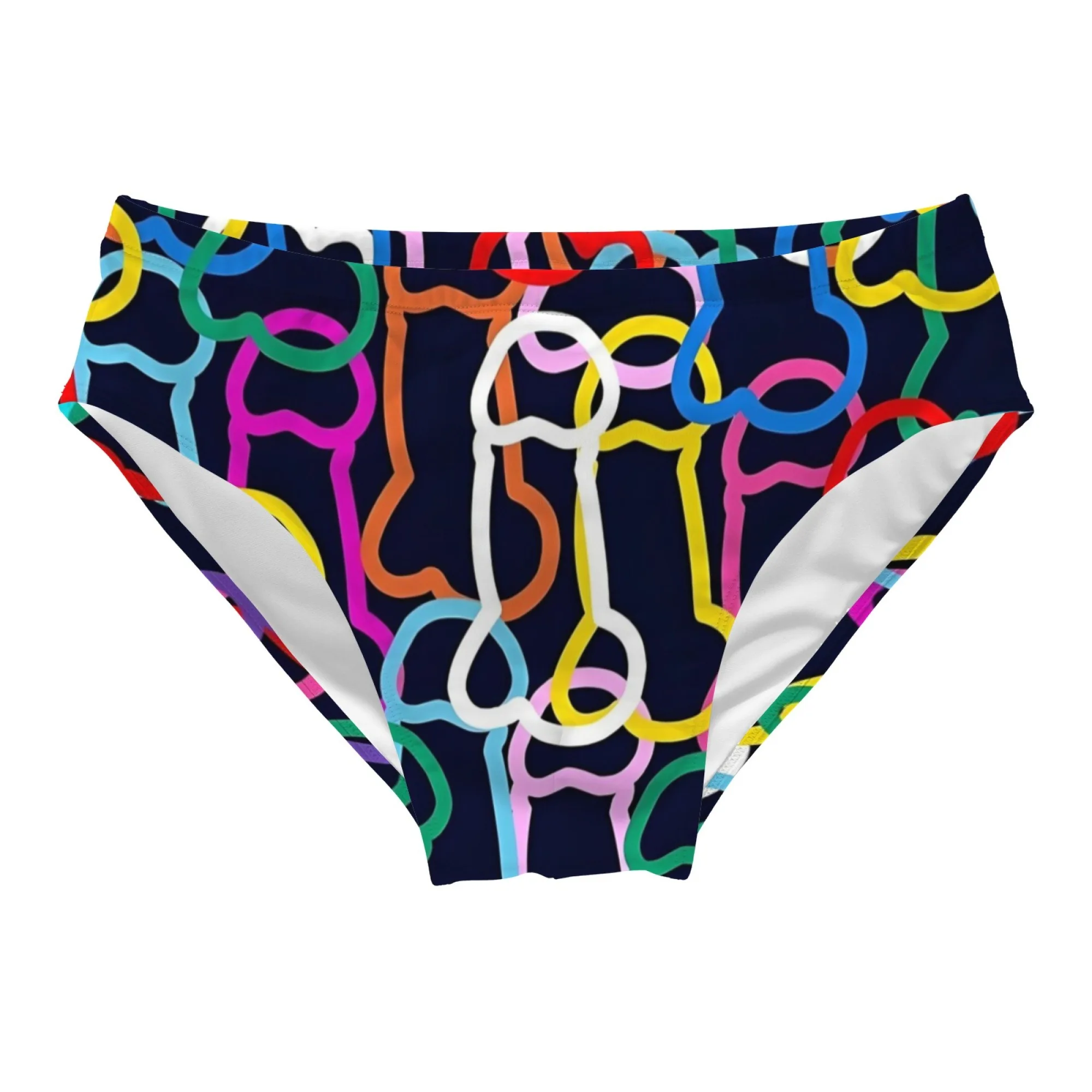 Novelty Colorful Dick Penis Art Swimming Trunks Sexy Bikini Men's Briefs Lightweight Breathable Beach Surf Funny Shorts Swimwear