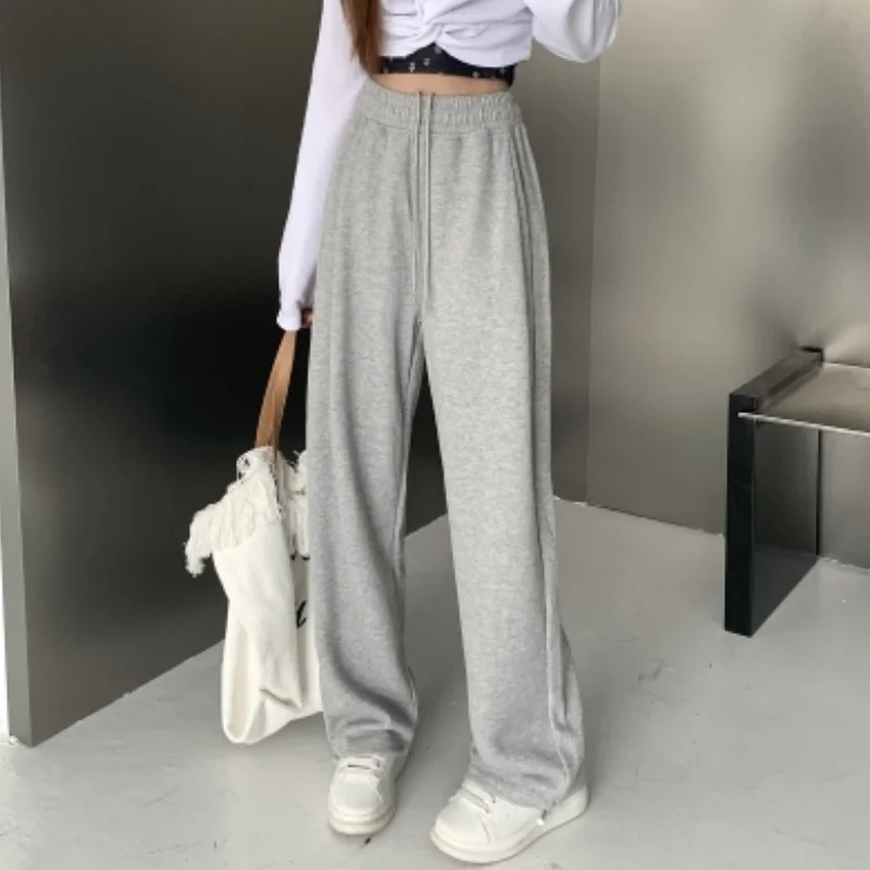 

Women's Black Casual Drawstring Sweatpants Fashion Stripe High Waist Wide Leg Pants Vintage Baggy Straight Trouser Ladies Summer