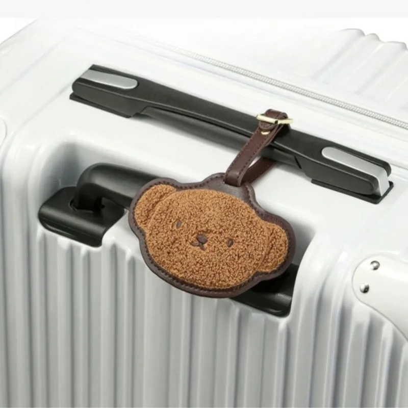 Etiqueta de equipaje de cuero de la serie Miffy de dibujos animados, colgante de maleta portátil exquisito y creativo, regalo para niños y niñas