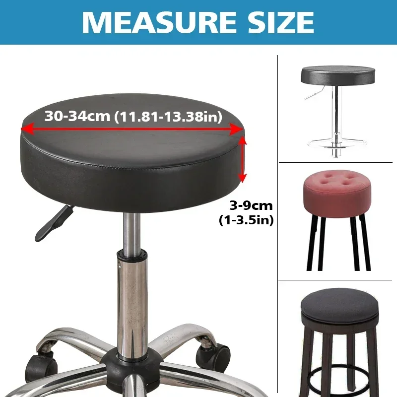 PU Leather Round Chair Cover Waterproof Elastic Lifting Footstool Covers 360 Degree All Inclusive Bar Stool Seat Cushion Cover