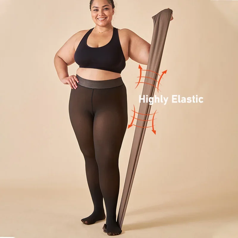 

Thick Pantyhose For Women Warm Winter Plus Size High Waist Elastic Plush Tights Stockings Sexy Translucent Leggings Tights