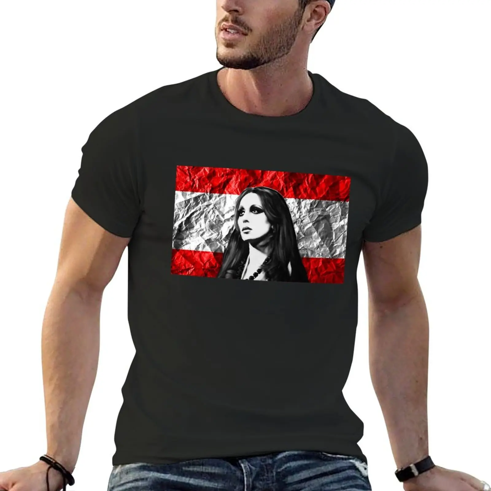 

Fairuz lebanon T-Shirt graphics designer shirts blue archive Blouse men t shirts