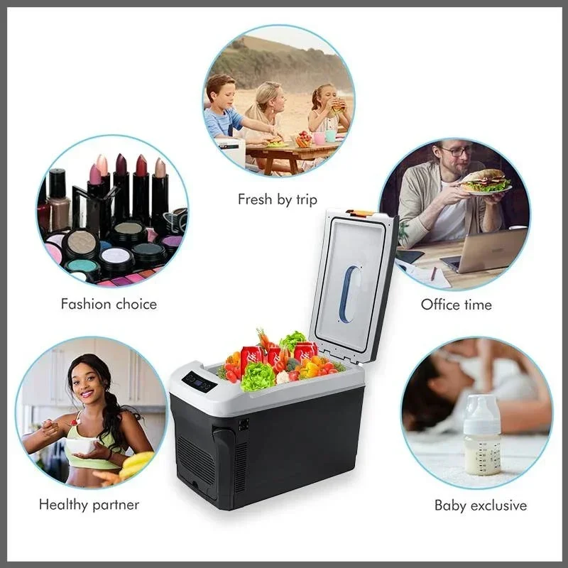 35L Mini Refrigerator Portable 0-65℃ Cold & Warm Dual-purpose DC12V 24V 220V Outdoor Food Drinks Fridges with LED Smart Display