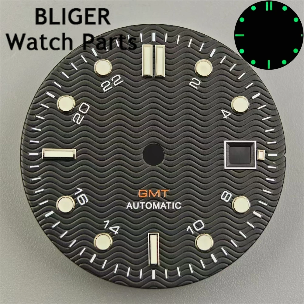 BLIGER 31mm bianco blu nero quadrante dell'orologio verde/blu verde luminoso Fit NH34 Mingzhu DG3804 movimento