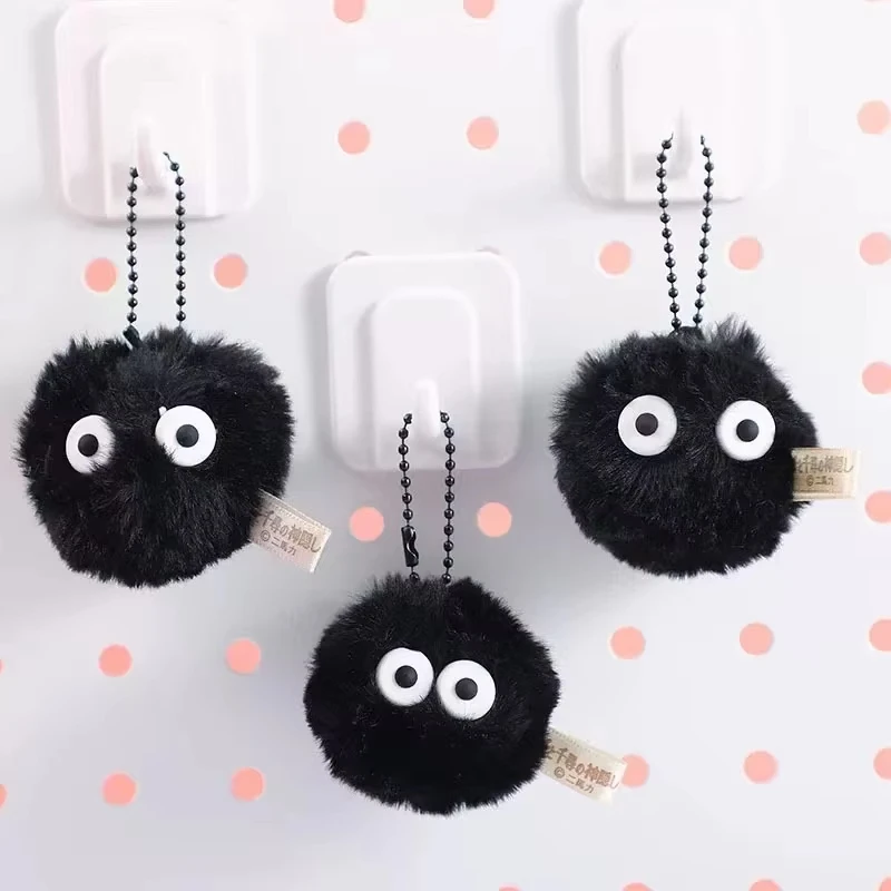 

5pcs Plush Small Briquette Pendant Accessory Keyrings Cute Plush Black Coal Ball Cartoon Bag Pendants