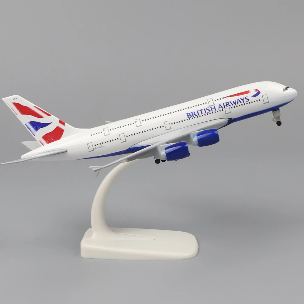 Avión de Metal A380, modelo de avión de 20cm 1:400 de las vías aéreas británicas, réplica de Metal, Material de aleación, juguetes de simulación de aviación, regalo para niños