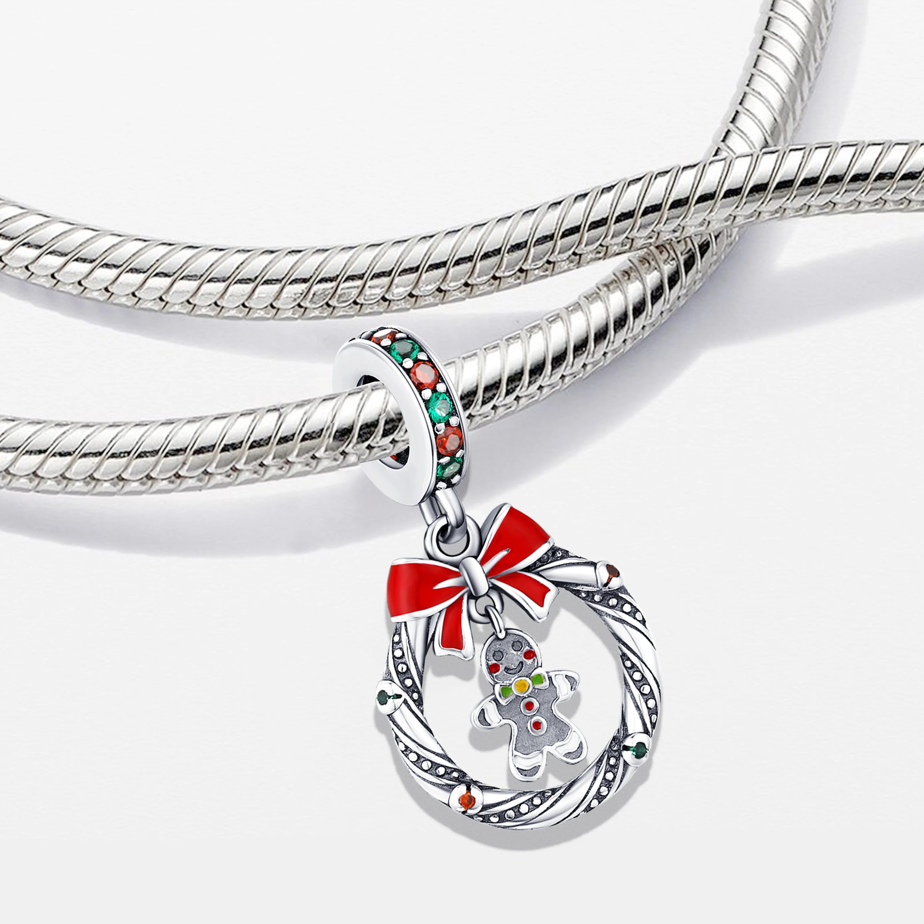 Neue 925 Sterling Silber Charms Weihnachts-Lebkuchenmann Anhänger Passend für Original-Armbänder DIY Schmuck Outfit Geschenk für Frauen – Detail 5