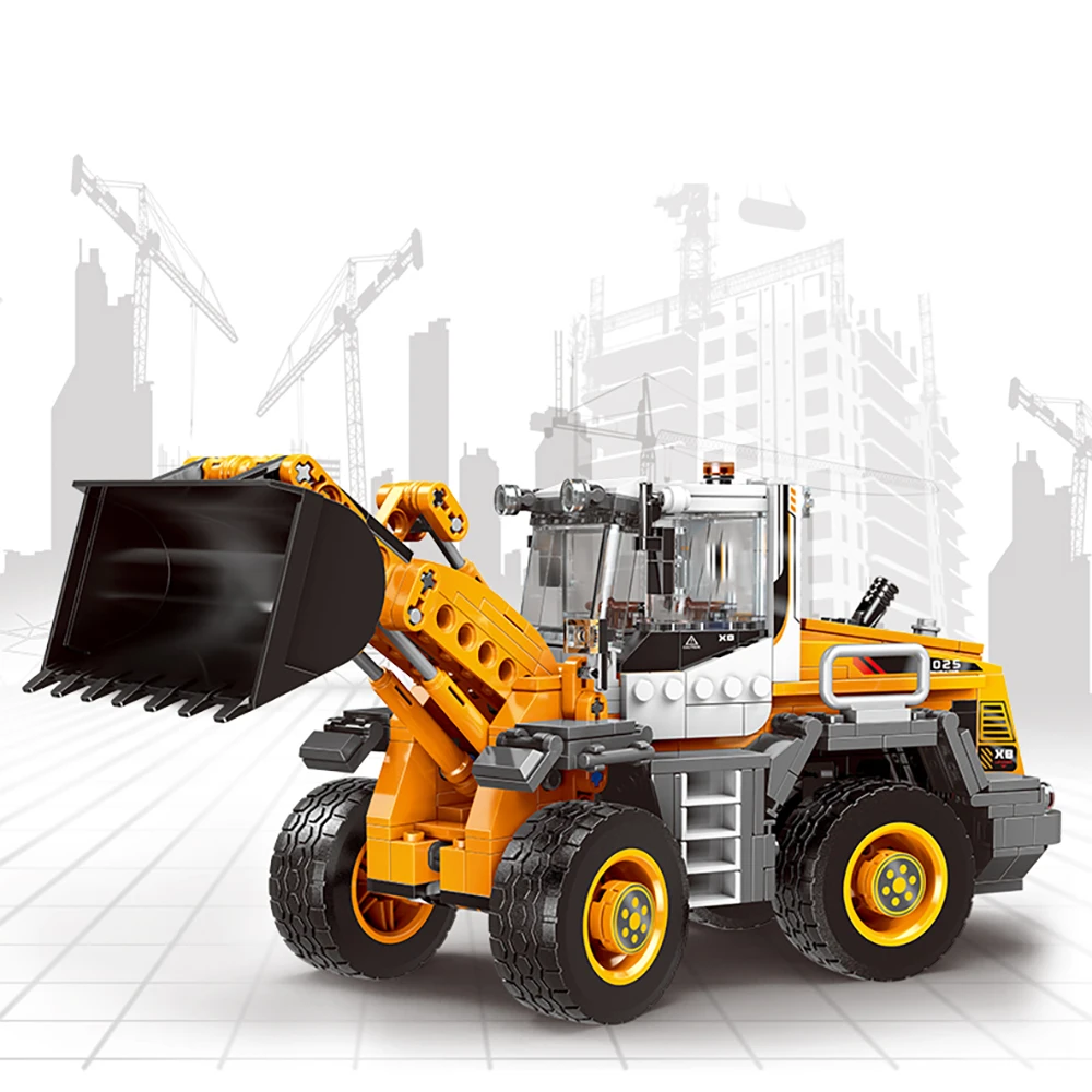 New 694 PCS Off Road High-tech Construction Forklift Excavator Set Building Blocks Bricks Toys Boys Christmas Gifts