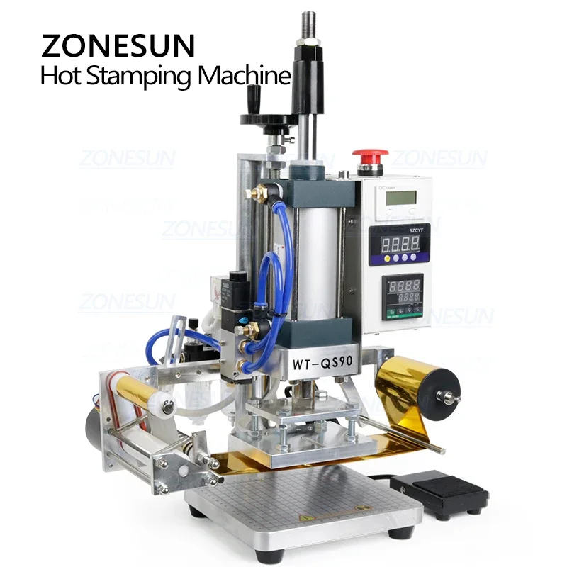 ZONESUN Pneumatic Hot Stamping Machine Digital Leather PVC Paper Hot Foil Stamping Bronzing Embossing Machine Heat Press Machine