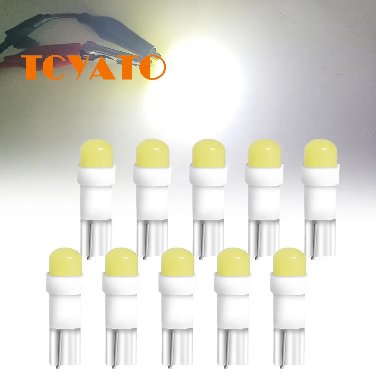 TCYATO  10CS T5 COB Indicator Dashboard W3W Instrument Car Led Bulb Plate Panel Meter Neo Wedge Warning Signal Lamp Light 12V