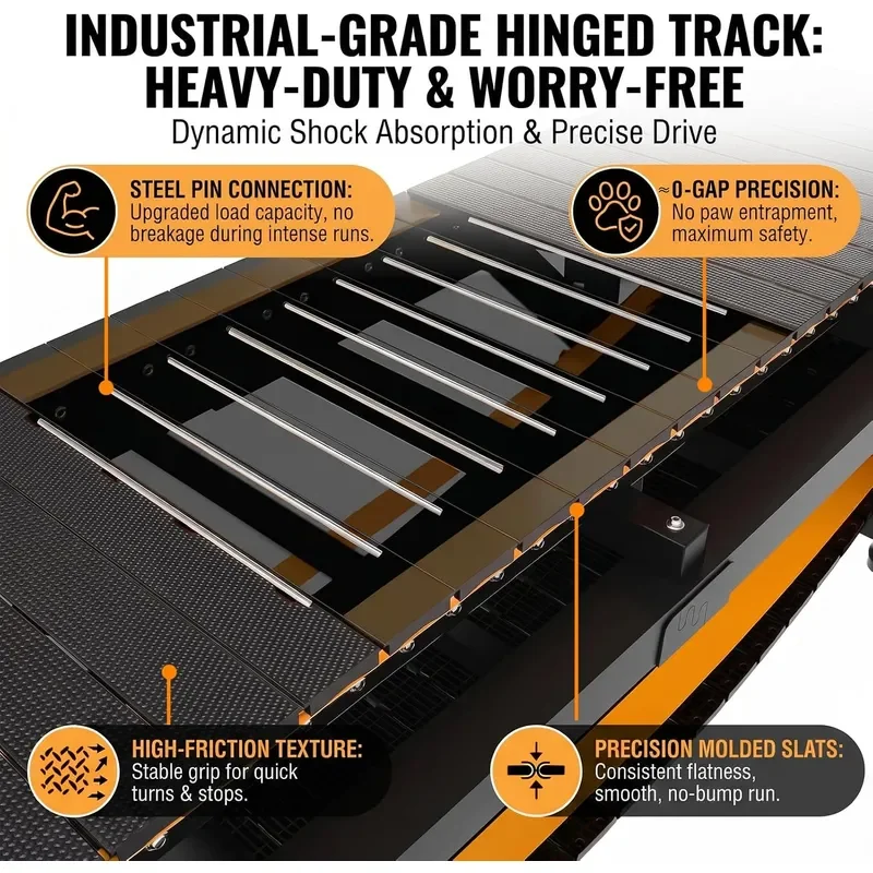 Dog Treadmill with Pin Hinged Track and 3 Layer Shock Absorption