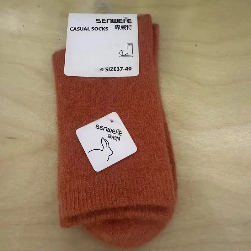 Sock Leisure Ankle Crew Fuzzy Autumn Winter Rabbit Fur Women mid-calf Thickened Warm Soft Wool Socks 8W96 - Image 12