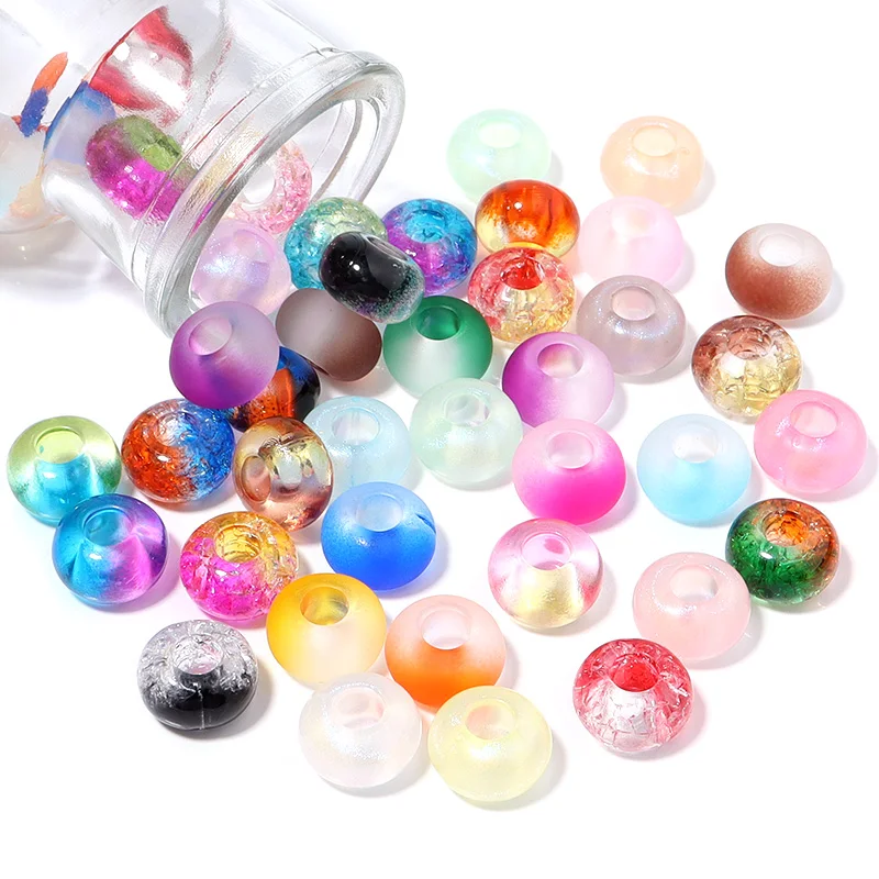30 stücke Acryl Riss Abakus Perle 14mm doppelte Farbe platzen lose Perlen für DIY Schmuck Herstellung Armband Halskette Ergebnisse liefert