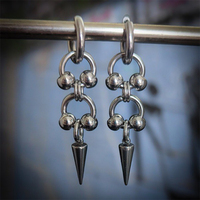 Punk Jewelry Stitching Hoop Rivet Earrings For Women Grunge Chain Accessories Drop Earrings Fashion Jewelry Goth Earrings Gifts