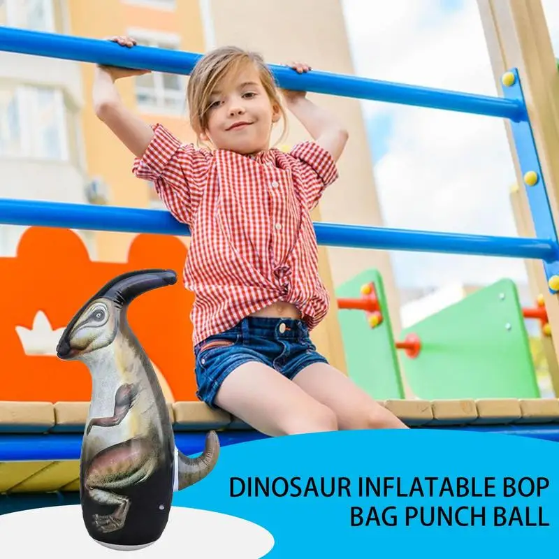 Sac de boxe dinosaure pour enfants, jouet gonflable d'exercice de boxe 37 pouces, jouet de boxe pour tout-petits avec mouvement arrière à rebond instantané pour