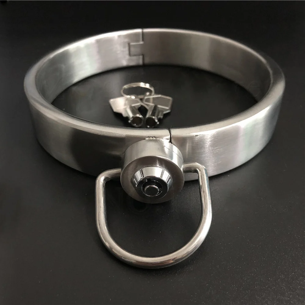 

Stainless Steel Press Lock Neck Collar Bondage Slave BDSM Lockable Neck Cuff Adult Games Roleplay Sex Toys for Adult Couples