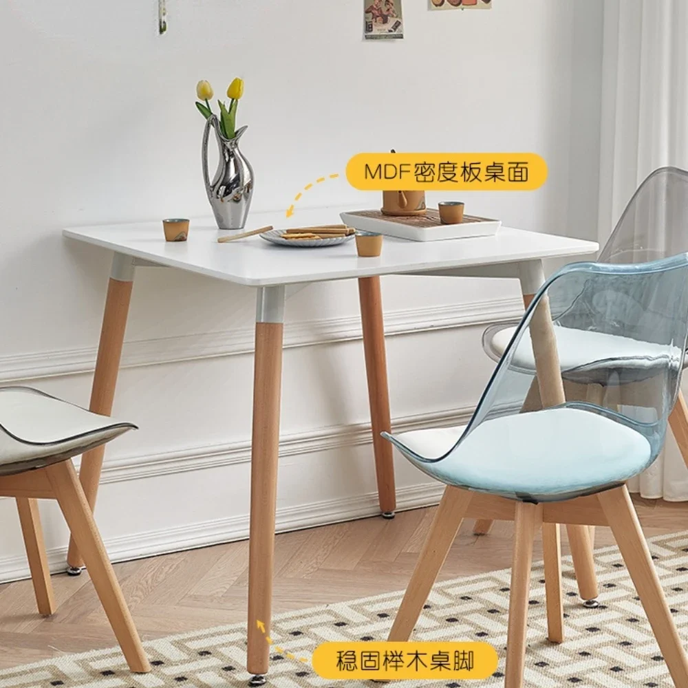 

Дизайнерский обеденный стол для небольшой квартиры, белый современный простой стол из массива дерева восьми-бессмертный квадратный стол для переговоров