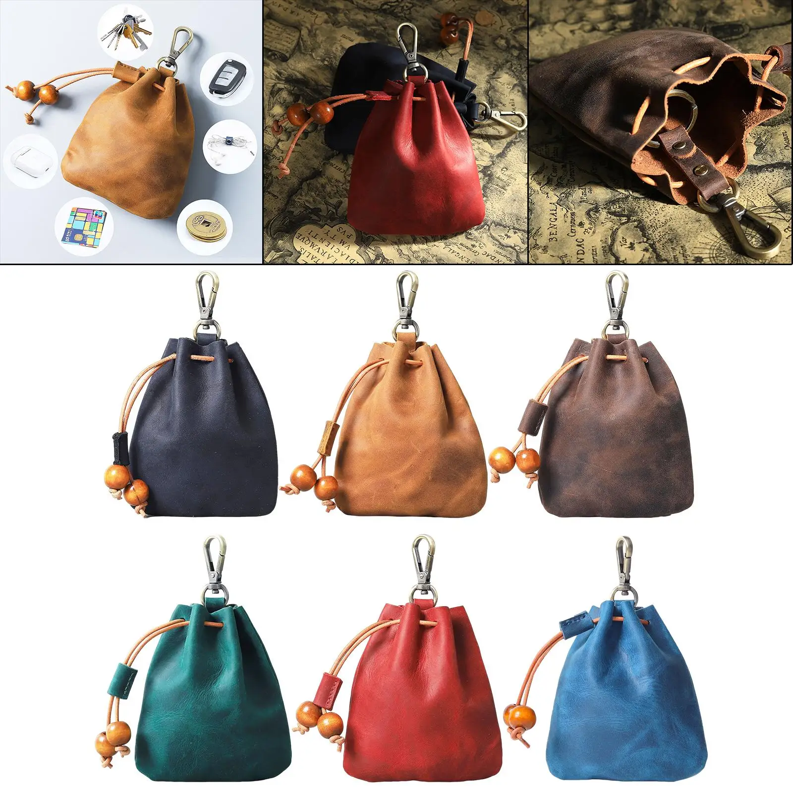 Portmonetka ze sznurkiem ze skóry PU, akcesorium do kostiumu, dla kobiet i mężczyzn