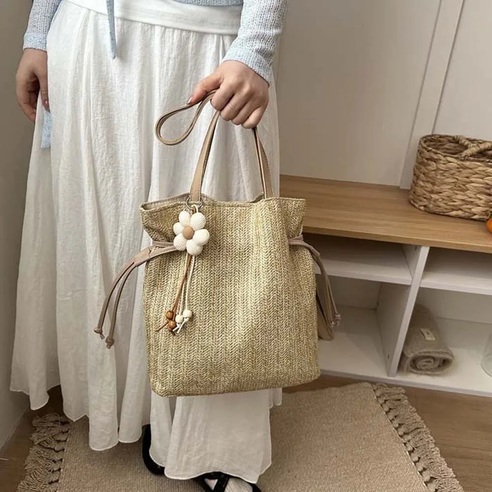 

Сумка-тоут из плетеной соломки с магнитной застежкой, большая вместимость, легкая, однотонная, для повседневного использования