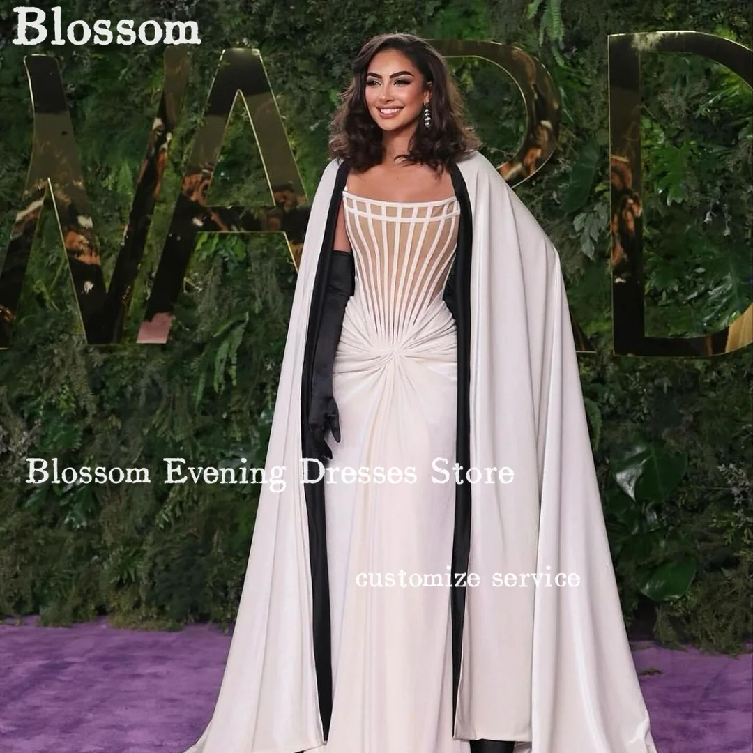 

Spaghetti Straps Cloak Noble Evening Dresses Celebrity Prom Dress Floor-length Formal Party Gown vestidos de