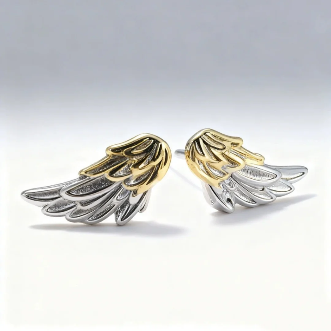 Uini Tail Hot Selling New Fashionable 925 Sterling Silver angel Wing Earrings Versatile Three-Dimensional Texture Wing Earrings