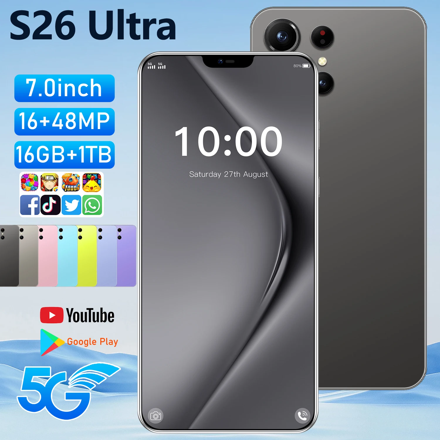 2026 оригинальный смартфон для S26 Ultra 5G 7,0HD Snapdragon 888 с двумя SIM-картами 16G + 1 ТБ сотовый телефон Android мобильные телефоны разблокированы 2026 оригинальный смартфон для S26 Ultra 5G 7,0HD Snapdragon 888 с двумя SIM-картами 16G + 1 ТБ сотовый телефон Android мобильные телефоны разблокированы