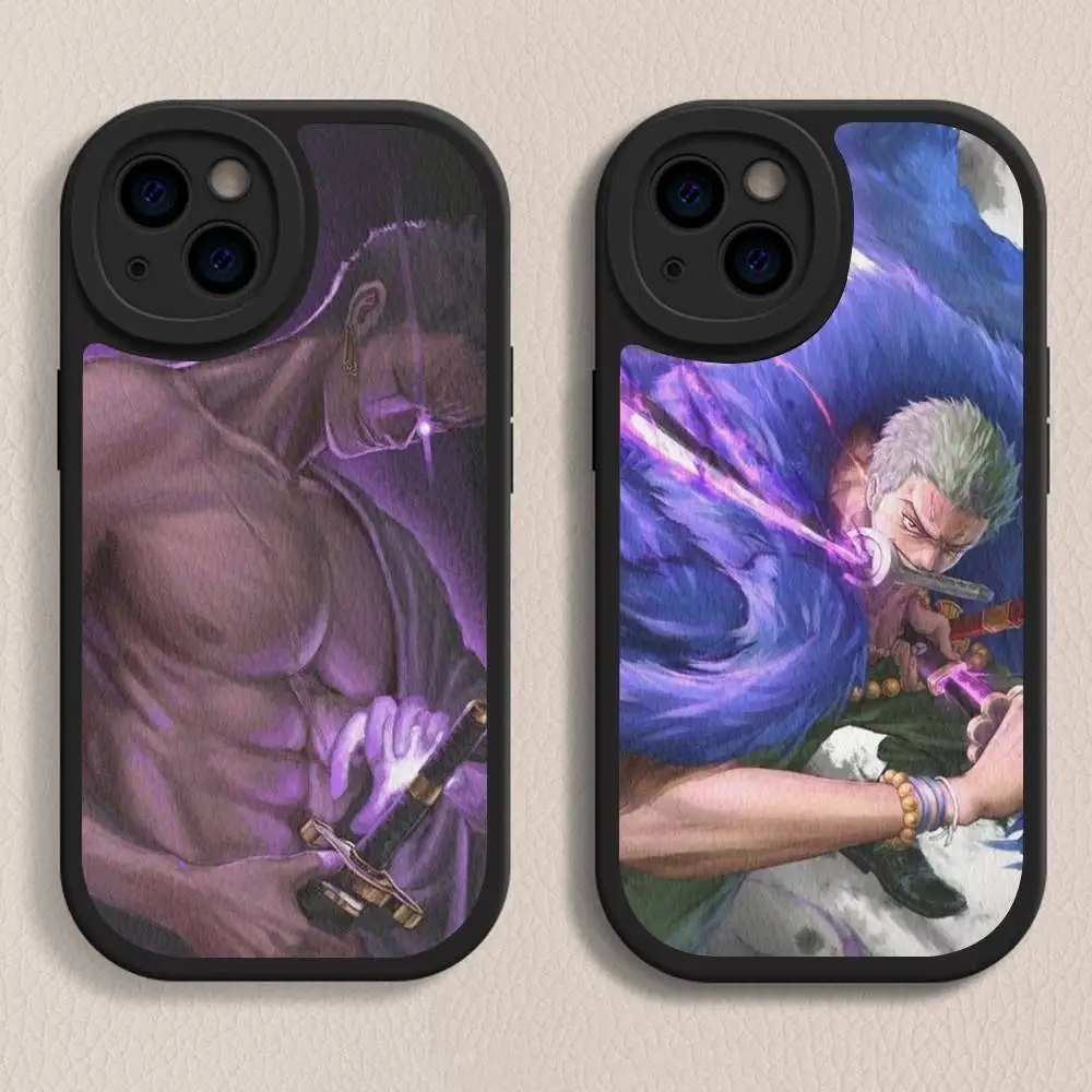 

Classic O-one Anime P-piece ZoroS Silicone Phone Case For IPhone 16 15 14 13 12 11 Pro Max Mini Leather Soft Cover