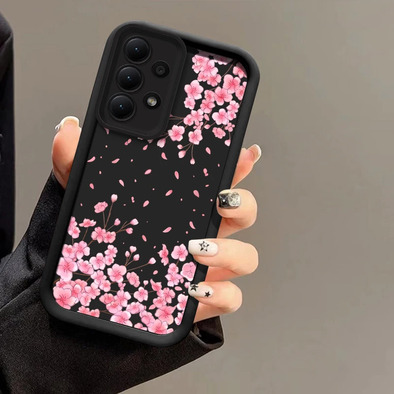 Print Peach Flowers Phone Case For Samsung Galaxy A57 A56 A36 A26 A17 A16 A15 A54 A34 A24 A14 A73 A53 Silicone Matte TPU Cover