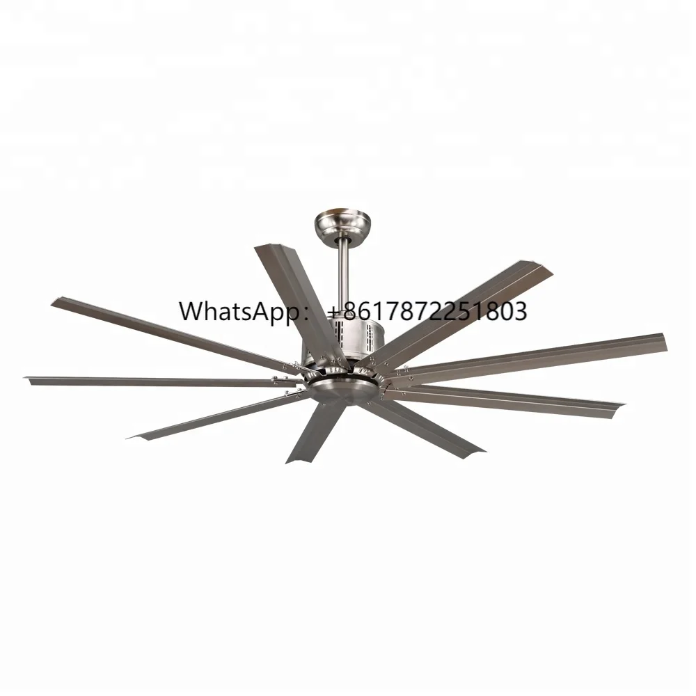 

60 Inch 9 Iron Blades 5 Speeds Remote Control Brushed Nickel Hvls Industrial Decorative DC Big Ceiling Fan