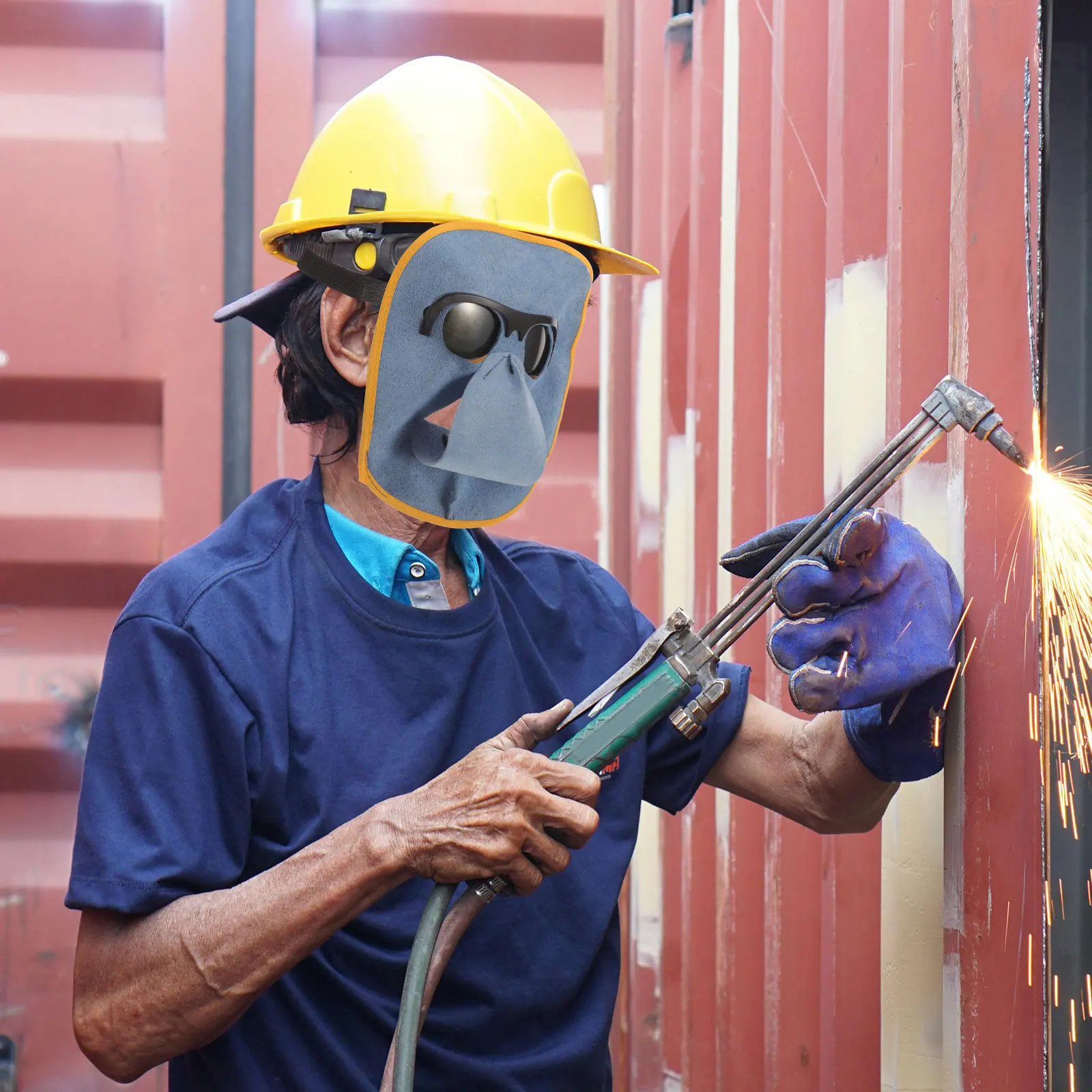 

Welding Mask Cow Glasses Black Color Headwear Protective Gear Welder Workplaces Safety Equipment