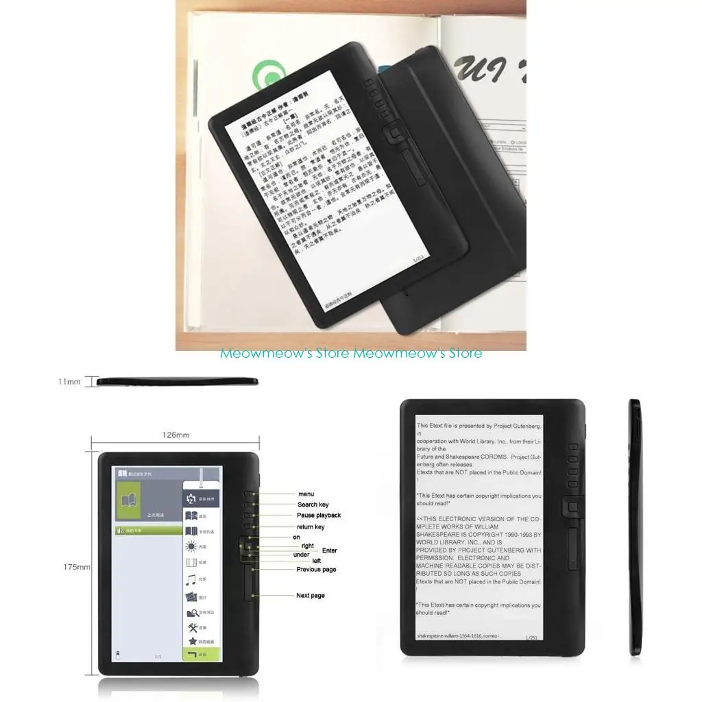 

W91A Electronics Books with protect Cover Easily Read Happy 12.6cm Width Reader Long Term Use Electronic Readers Protect Eyes
