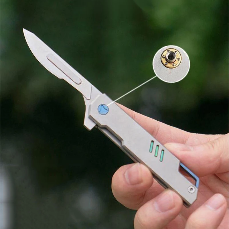 Imagem -04 - Titanium Alloy Quick Open Knife Lâminas Substituíveis Ferramenta Portátil Edc Equitação ao ar Livre Sobrevivência Novo 10 Blade No60 Tc4