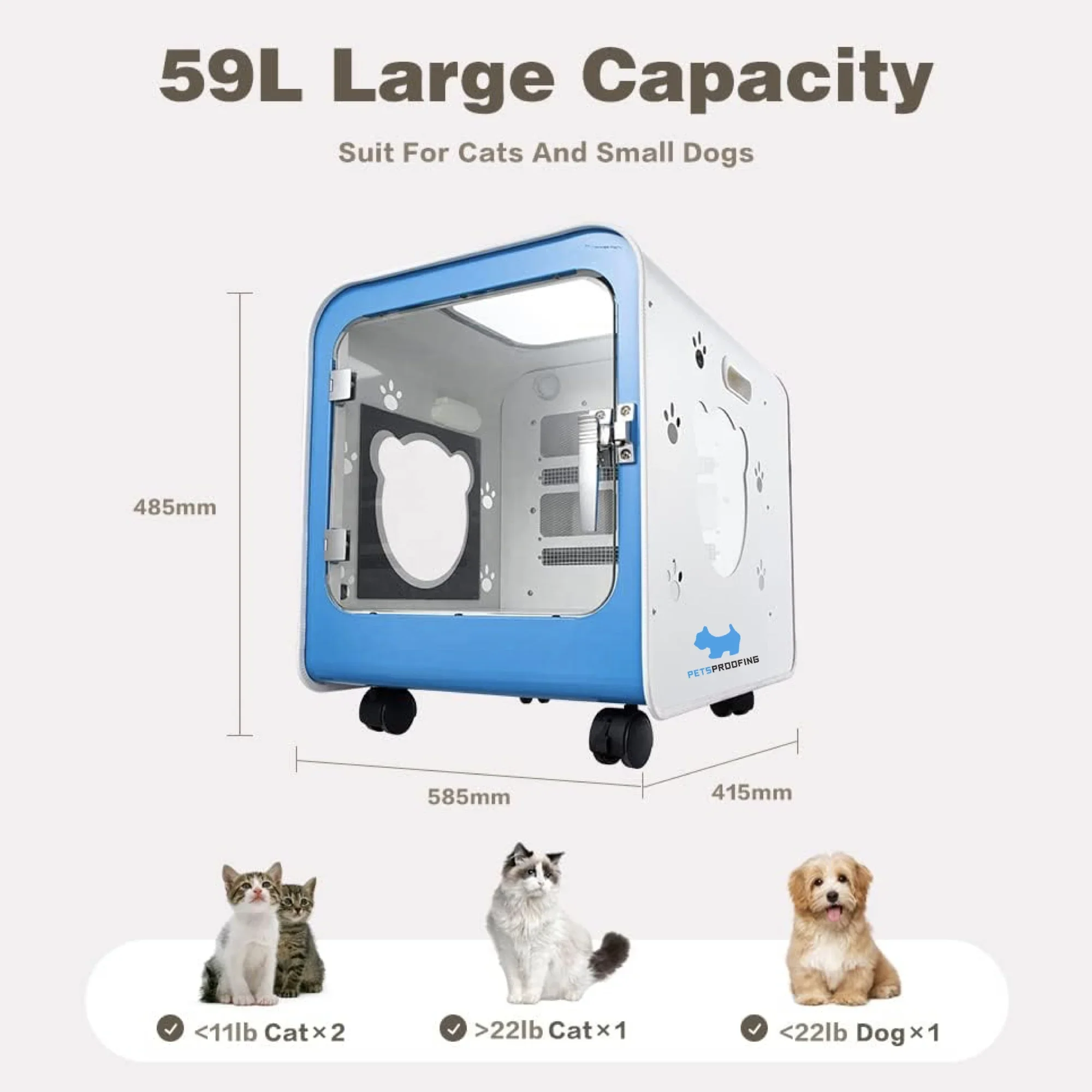 Professional Smart Pet Hair Dryer Automatic Plastic Dryer Box Cabinet Cabin for Cats and Dogs Sustainable Charge Power Source