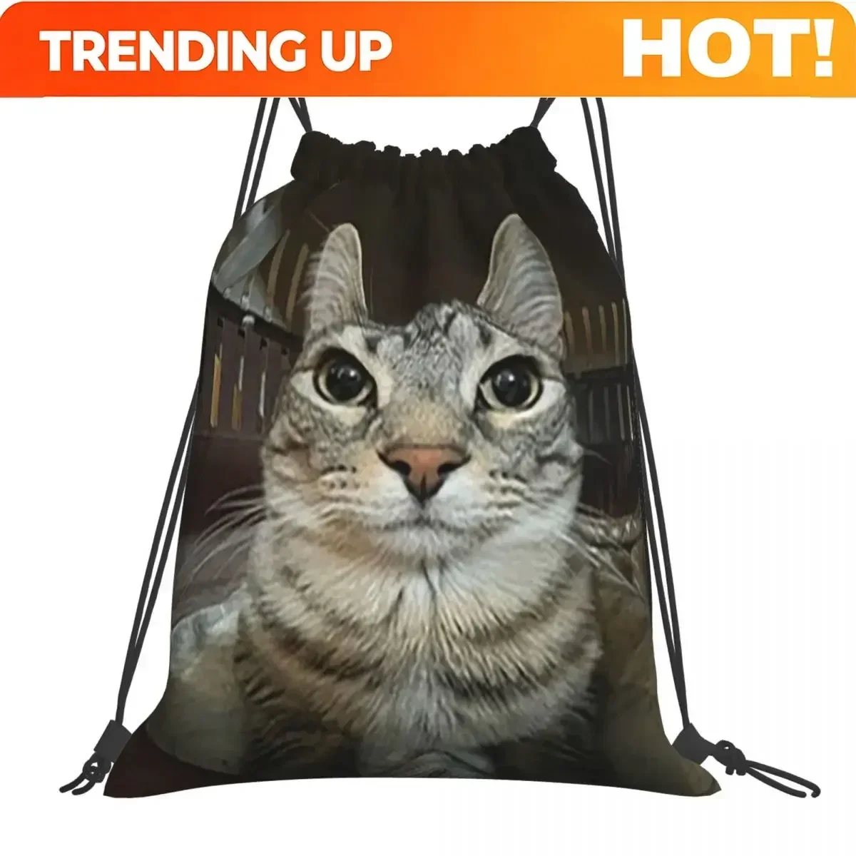 Custom Bag Cat Looking Directly At You Backpacks Drawstring Bags Drawstring Bundle Pocket Sundries Bag Book Bags For Man Woman
