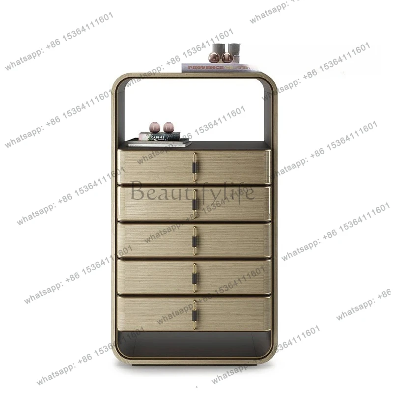 

Italian minimalist chest of drawers foyer home decoration light luxury locker solid wood Nordic side cabinet
