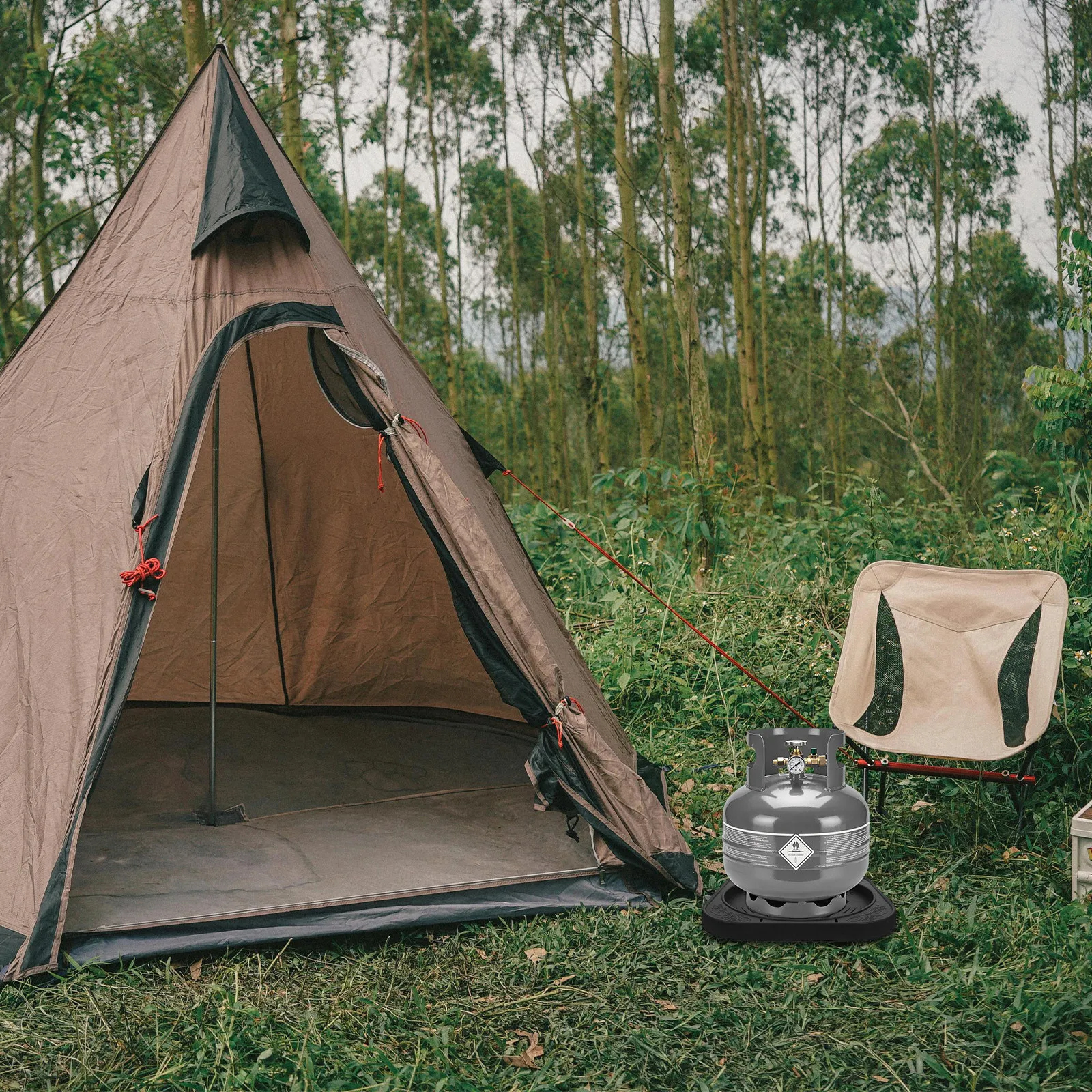Propane Tank Stand Movable 26.5cm Gas Cylinder Holder Trolley Anti Slip Gas Tank Base Plate Propane Stand Outdoor