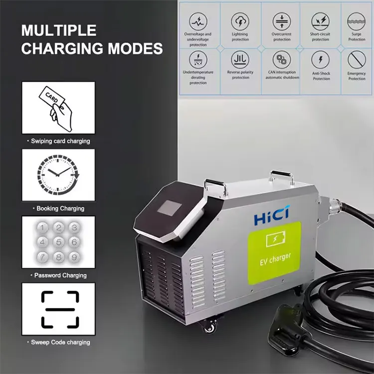 HICI 15kw 20kw 30kw 40kw CCS GBT chademo Portable EV Charging Station Mobile DC EV Charger for Electric Car outdoor charging