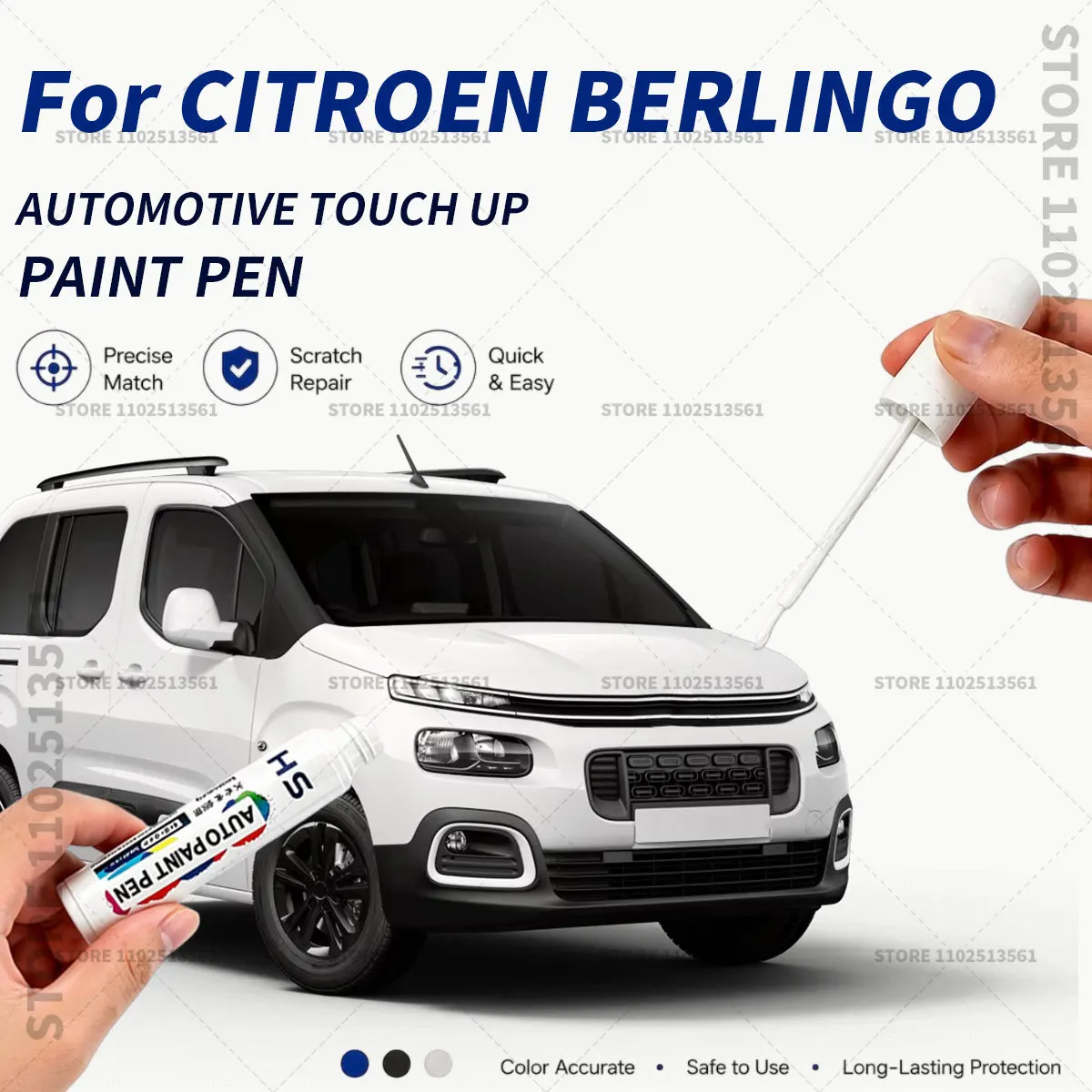 Automotive Touch Up Paint Pen Car Paint Scratch Remover Quick Dry Repair Brush for Vehicle Paint For CITROEN BERLINGO Grey White