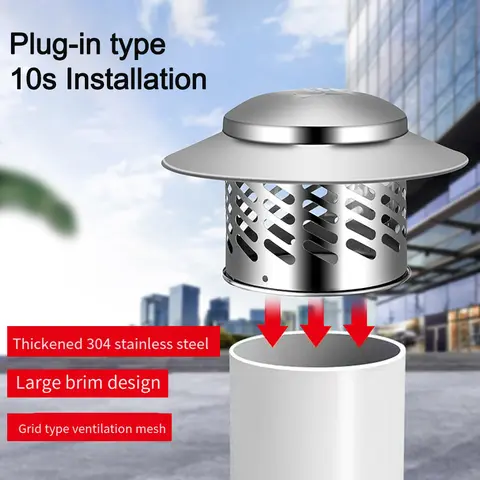 80/110/160/200mm Chimney Cap Round Ducting Ventilation Exhaust Cover Stainles Steel Roof Pipe Exhaust Hood For Roof Vents
