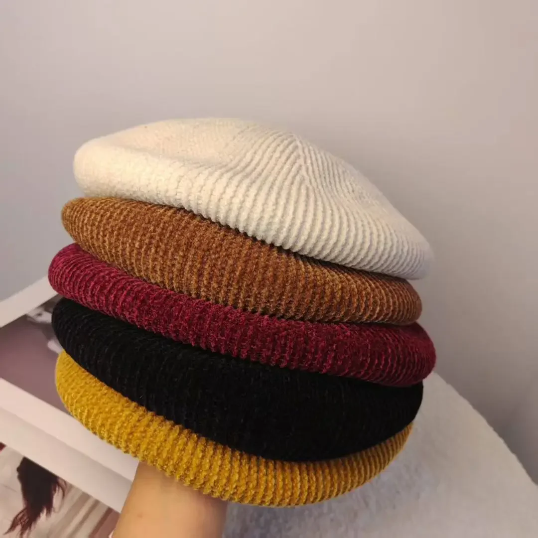 novo-5-cores-outono-inverno-boina-chapeu-para-mulheres-solido-chenille-quente-macio-la-pintor-bone-melhor-combinado-moda-boina-festa-presente