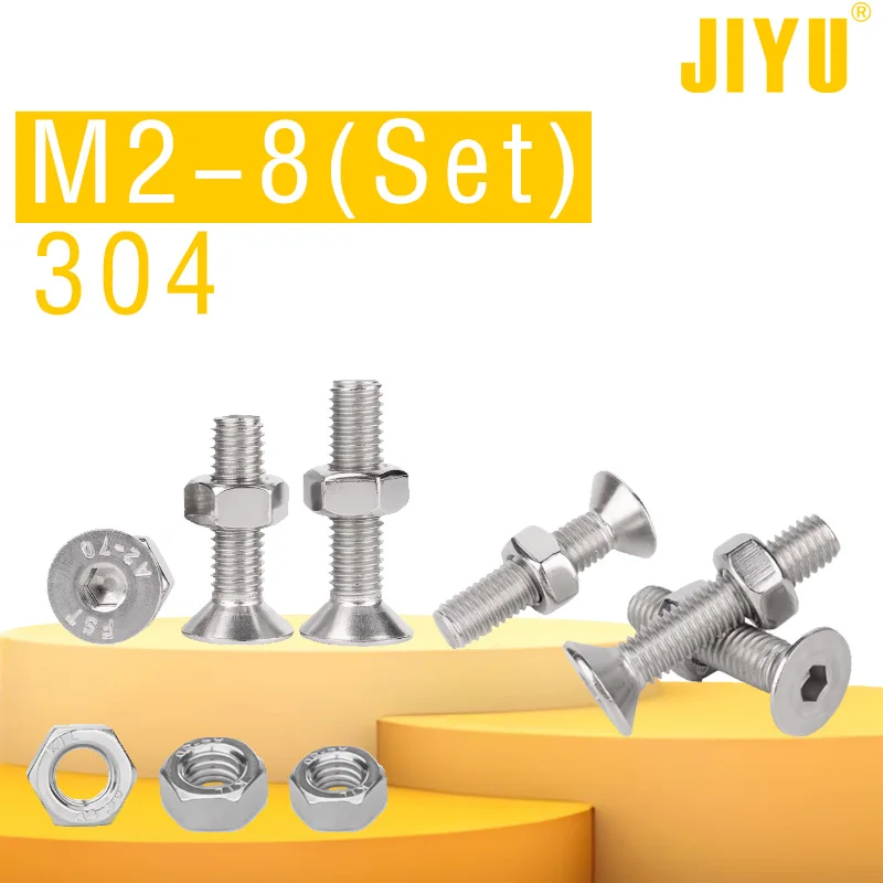 M2 M2,5 M3 M4 M5 M6 M8 DIN7991 304 Edelstahl Sechskant Innensechskant Senkkopf Flachkopfschraube Muttern Schrauben Sortiment Kit – Detail 3