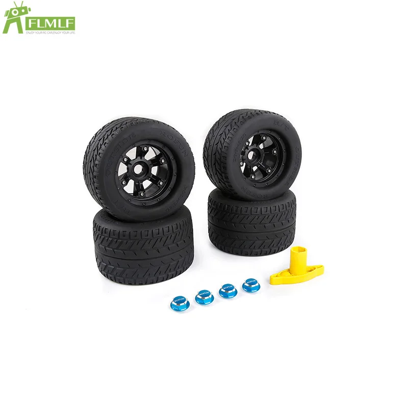 On-Road Wheel Tyre with Wheel Nut & Wrench Set Fit for 1/5 Traxxas MAX-X TRX X-Maxx XMAXX Rc Car Toys Parts Tire Size 200x120mm